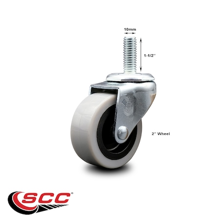 Service Caster 2 Inch Thermoplastic Rubber Wheel 10mm Threaded Stem Caster SCC-TS05S210-TPRS-M1015